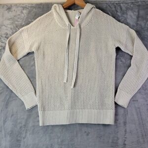 J.‎ Society Oatmeal Lurex Open Stitch Hoodie Sweater Metallic Beige XS Coastal